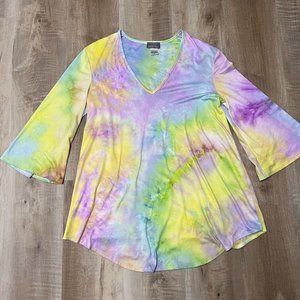 NWT JORDAN TAYLOR Made In Usa Tie Dye 3/4 Sleeves Beach Cover-up  Small